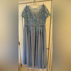 Elegant Light Blue Embroidered Women’s Dress